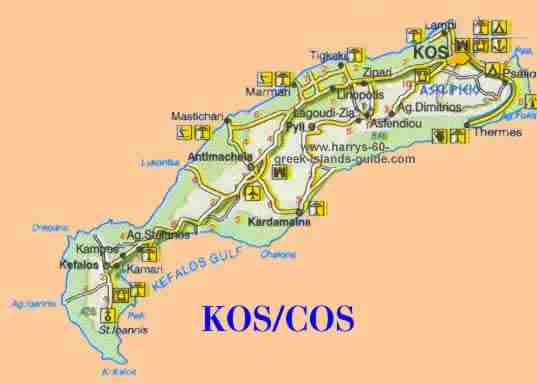 greece travel map cos kos greek island